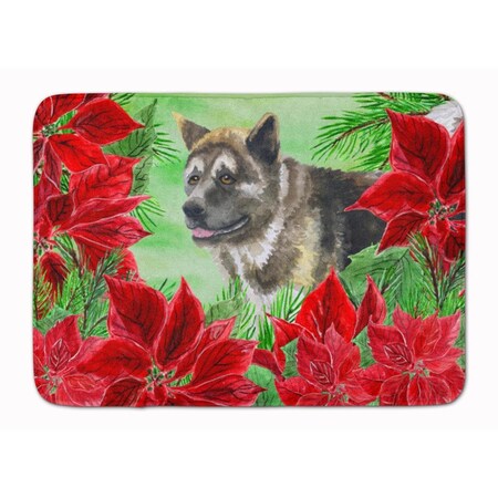 Carolines Treasures American Akita Poinsettas Machine Washable Memory Foam Mat CK1317RUG